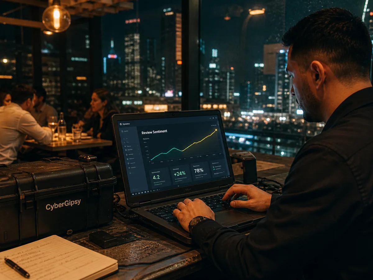 Screen showing review sentiment improving