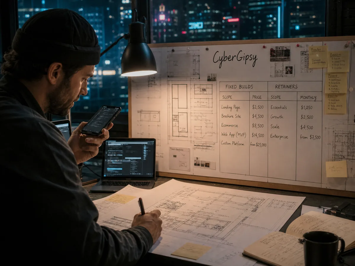 Pricing — Fixed Builds and Retainers | CyberGipsy — the machine