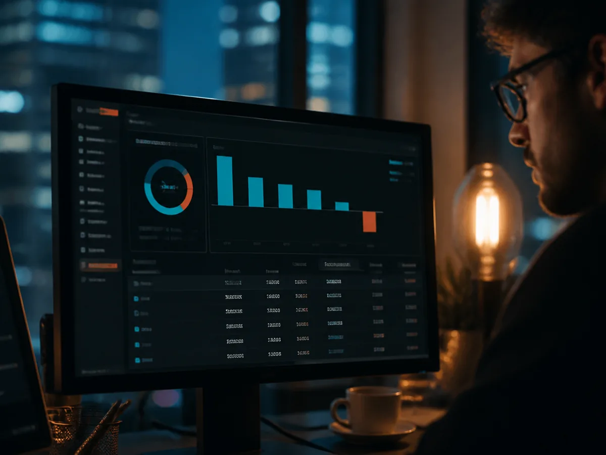 Close-up of a dashboard showing margin by service with one service clearly negative