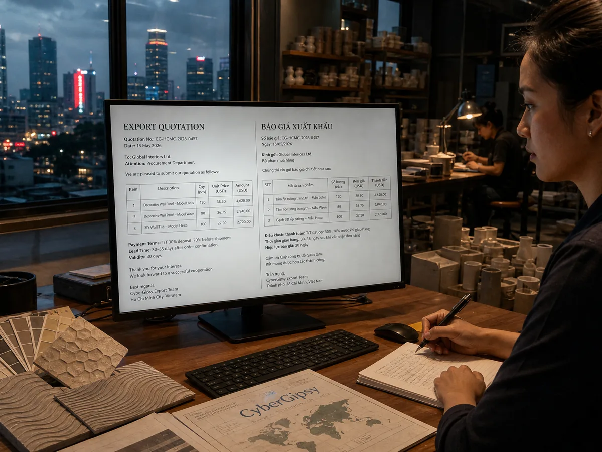 Editing timeline on a laptop with vertical video previews, on a desk beside a hard hat